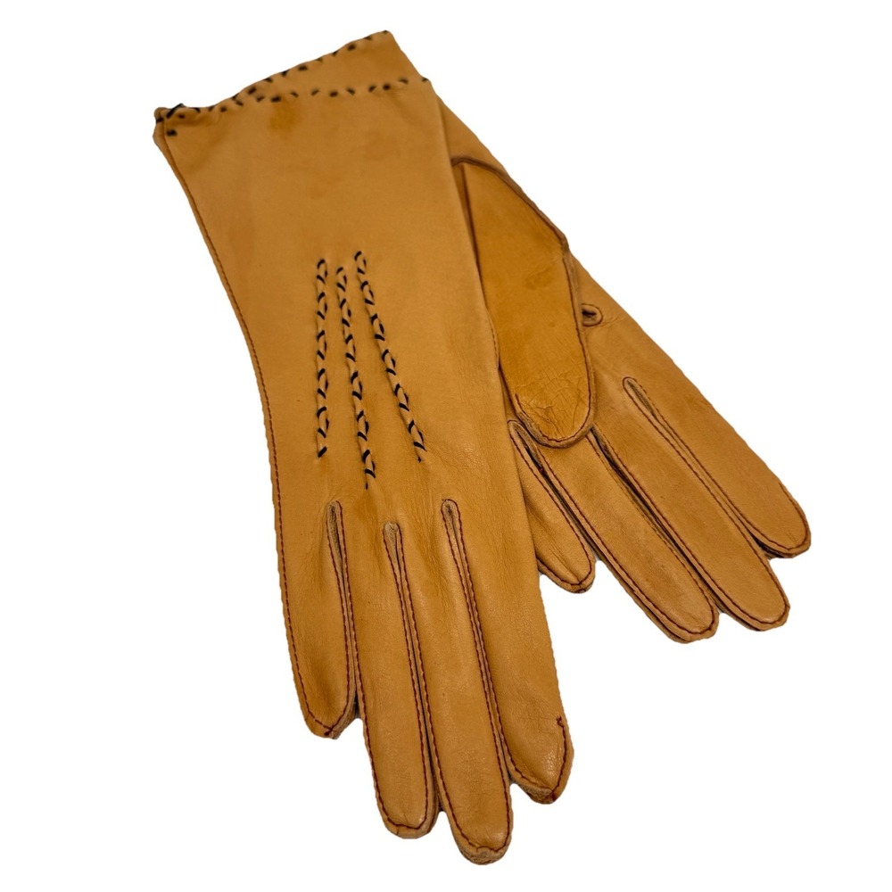 Vintage Deerskin Table Cut Gloves by Joseph Bruchac Taxidermy 6.5 Tan